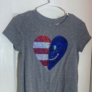 Girls heart sequin shirt size large 10/12 Old Navy